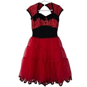 Curtain Call Red Sequin Tap Dance Dress Costume Size CME
